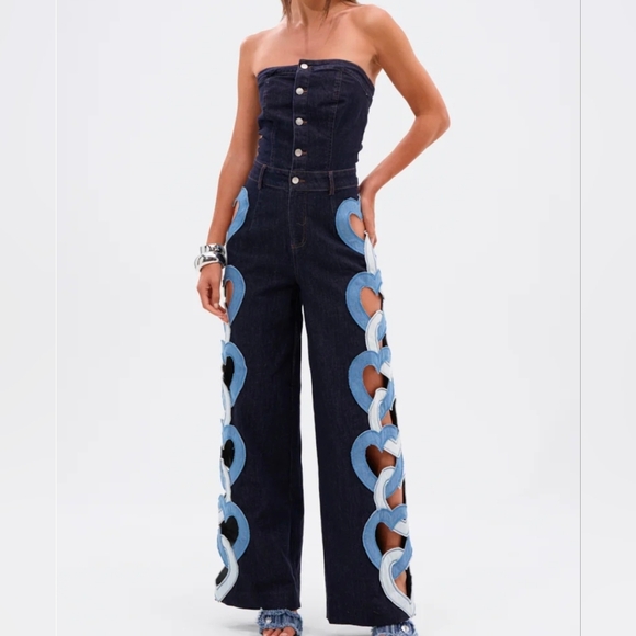 AKIRA Pants - Akira HEART EYES FOR YOU DENIM JUMPSUIT